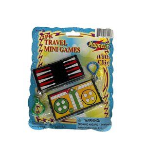 Vintage Travel Mini Games 2 pack Magnetic with clip Ludo & Backgammon NOS